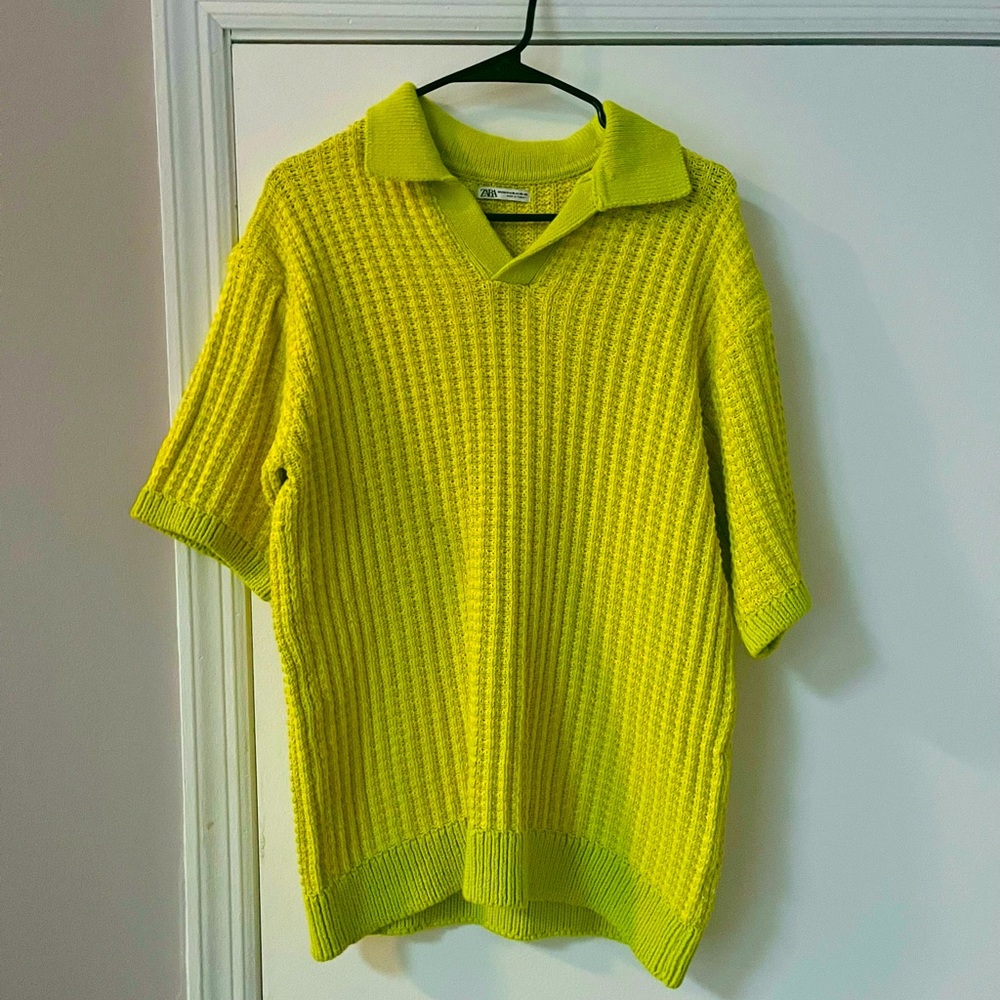 Zara Lime Green Knit Polo Brand New!